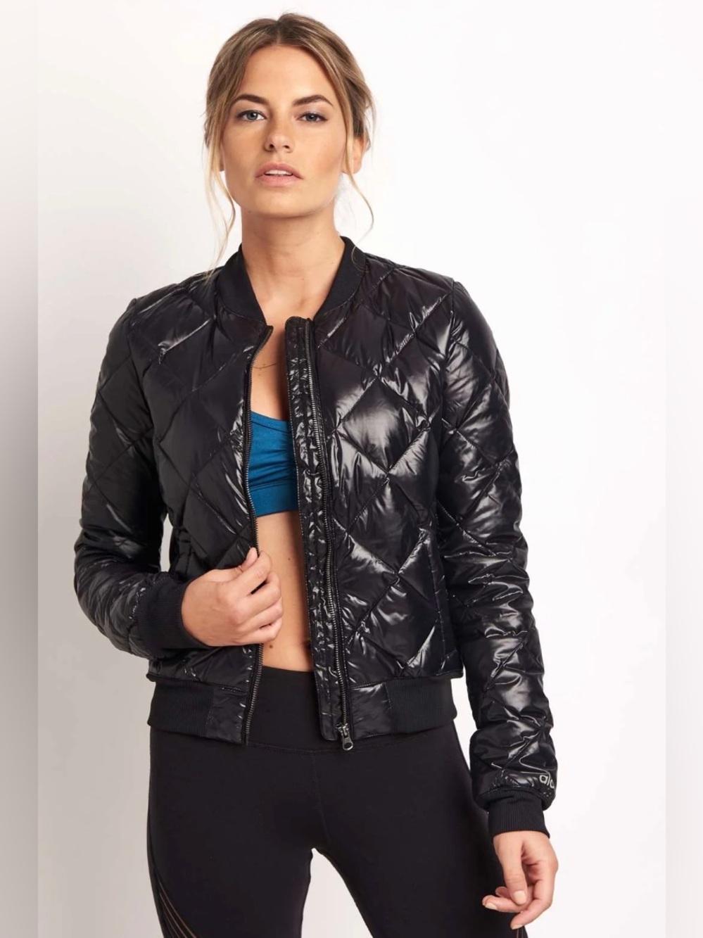 ALO Quilted Black Bomber Jacket - Women SIZE SMALL